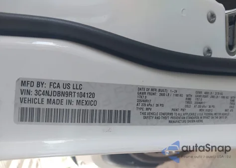 2024 Jeep Compass Latitude 4X4 from USA, damaged, VIN 3C4NJDBN9RT104120
